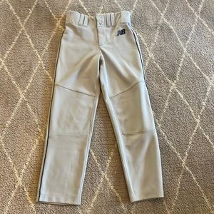 New Balance Youth Small baseball pants, gray with navy stripe